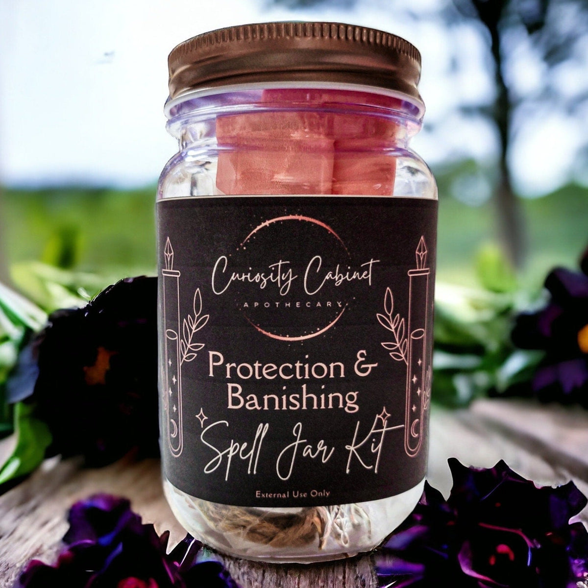 Protection & Cleansing — Protection Banishing Intention Bottle Kit - Deluxe or Gift Set - DIY Witchcraft Supplies - Herbs and Crystals