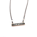 Celestial Moon Phase Charm - Oxidized Sterling Silver Necklace - Gift for Her