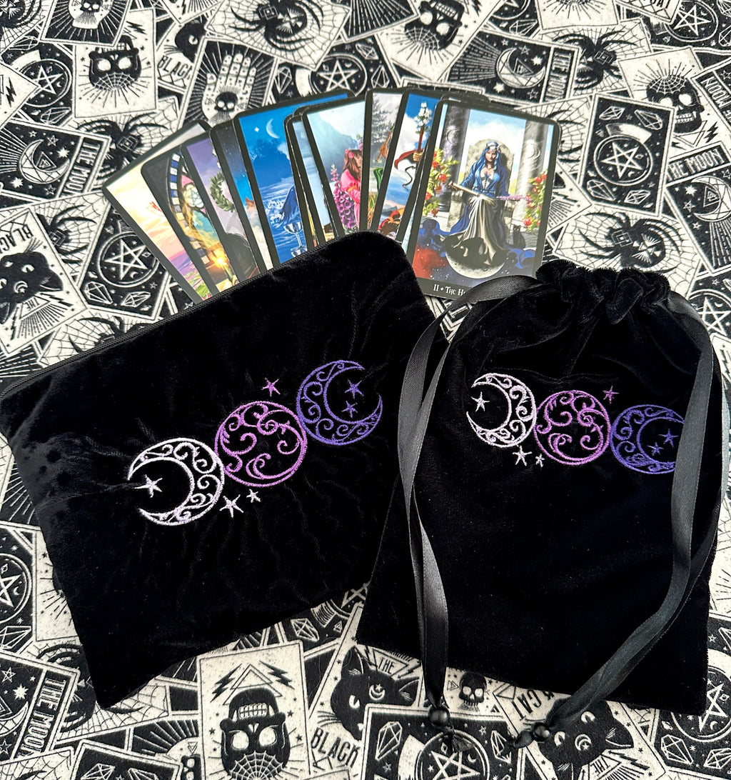 Triple Moon Velvet Tarot Bag