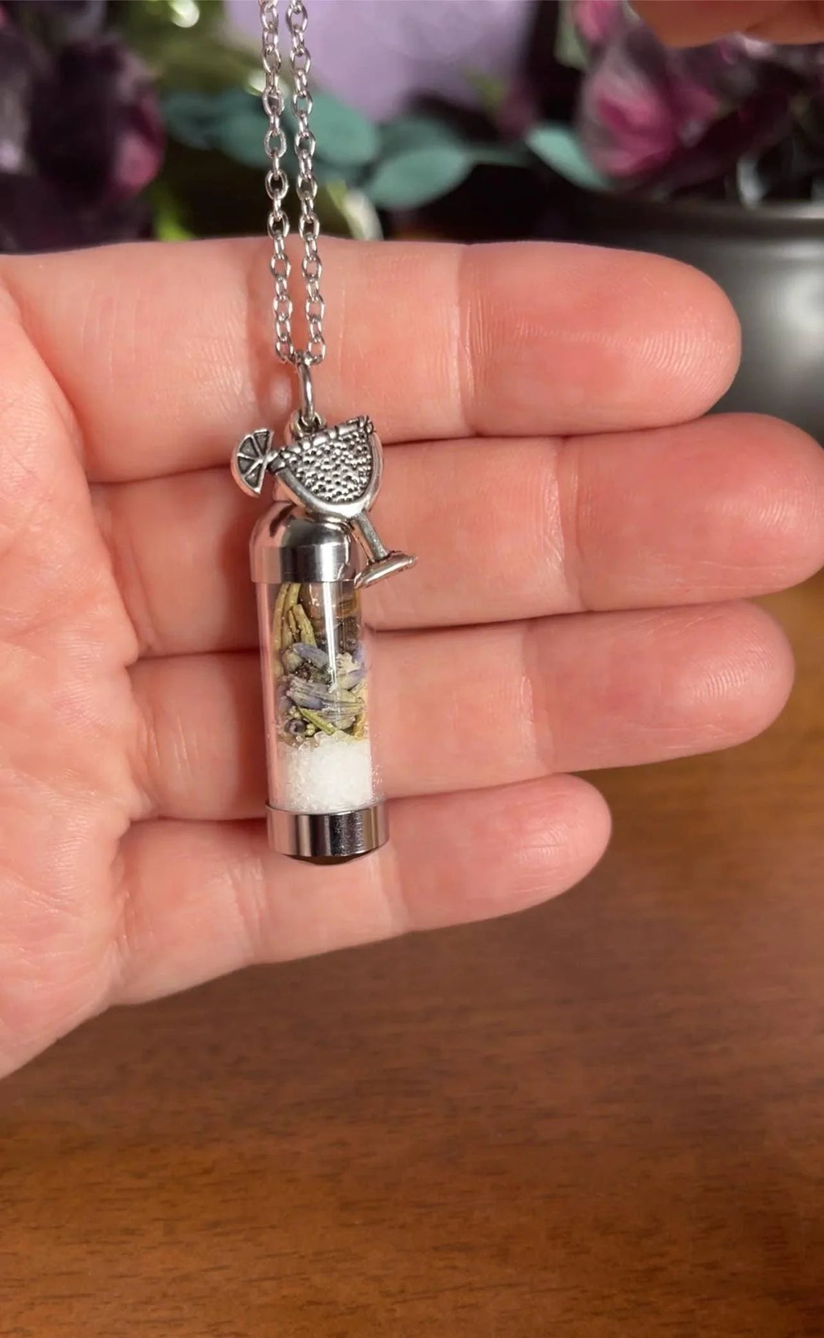 Practical Magic Spell Jar Necklace, Witchy Crystal Jewelry