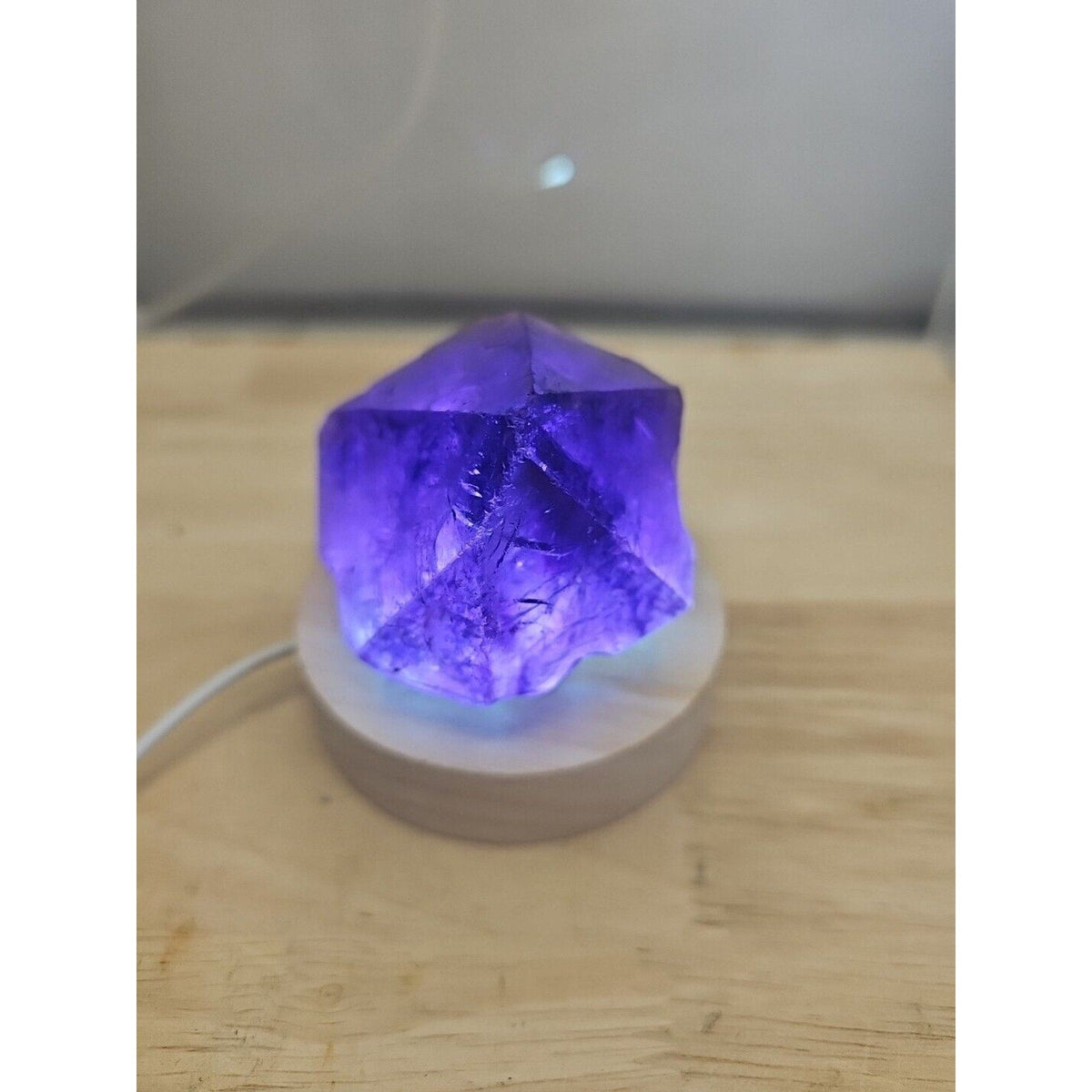 Natural Amethyst Backbone Scepter Crystal with LED — 294g Mineral Specimen