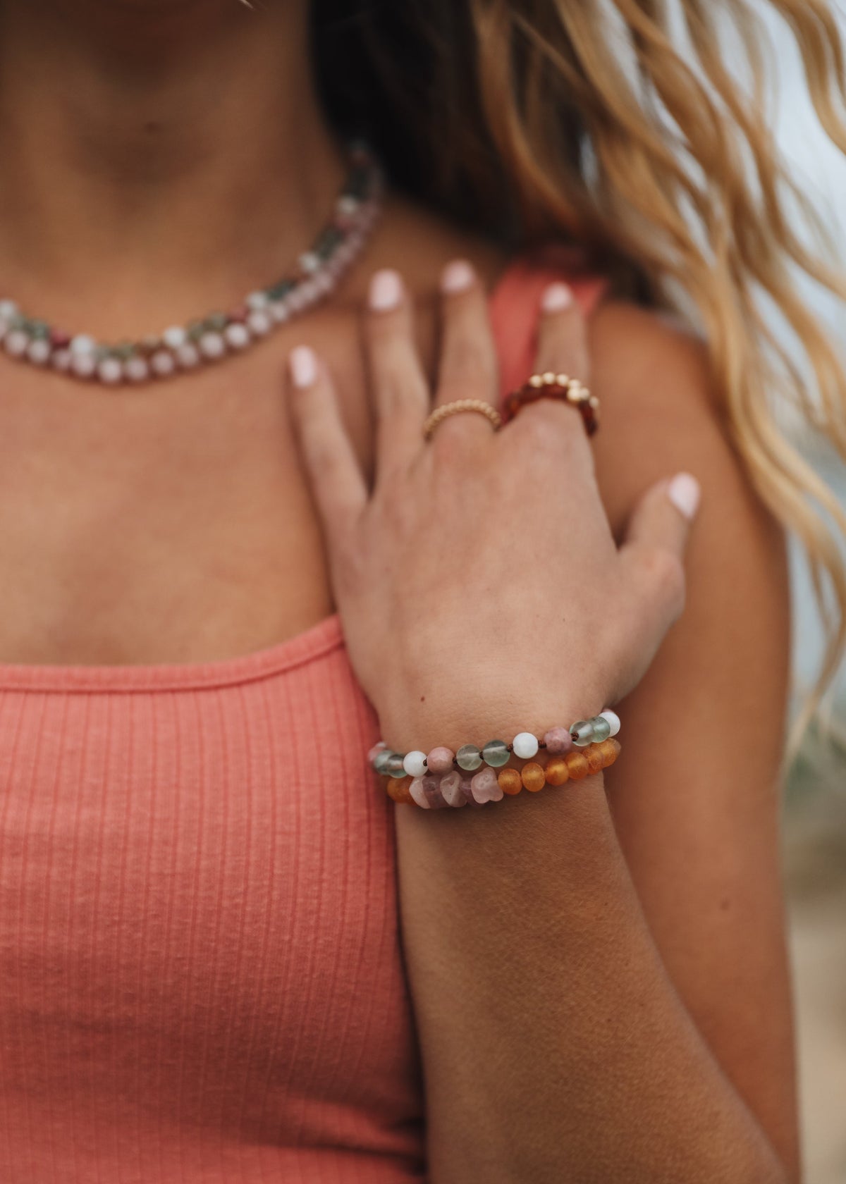 Rose Quartz Beaded Necklace