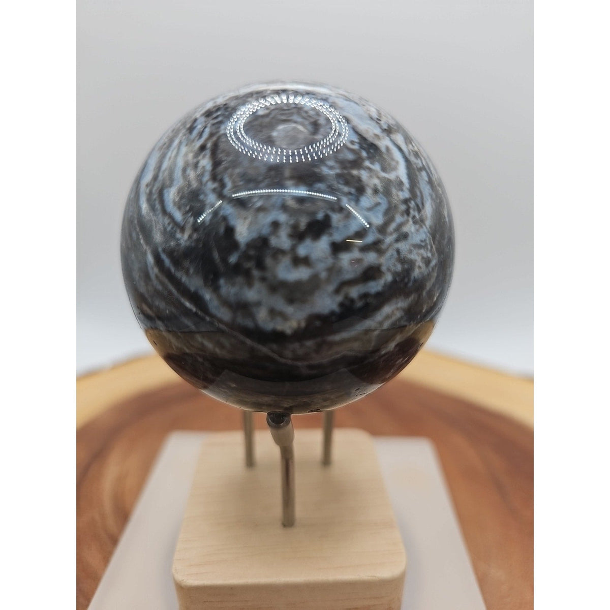 Ocean Jasper Crystal Sphere — 63mm with Display Stand