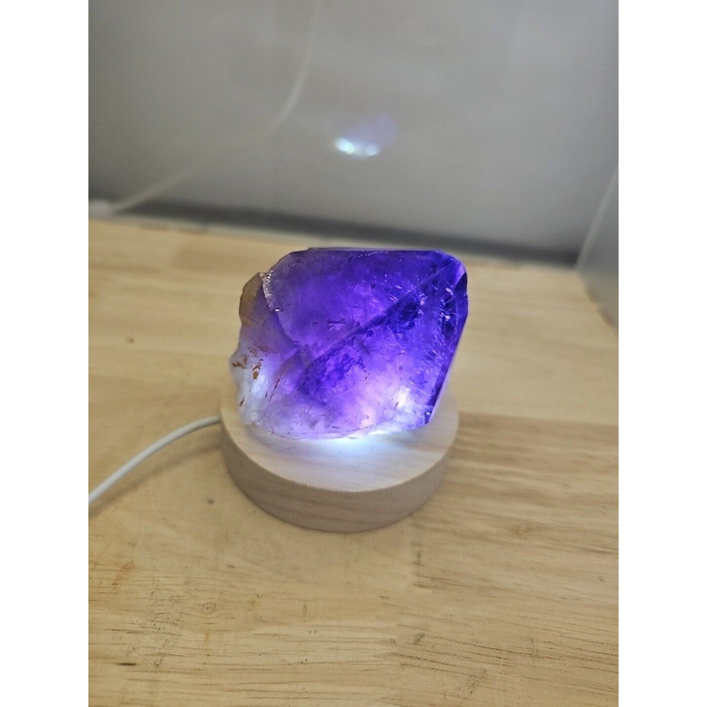 Natural Amethyst Backbone Scepter Crystal with LED — 294g Mineral Specimen