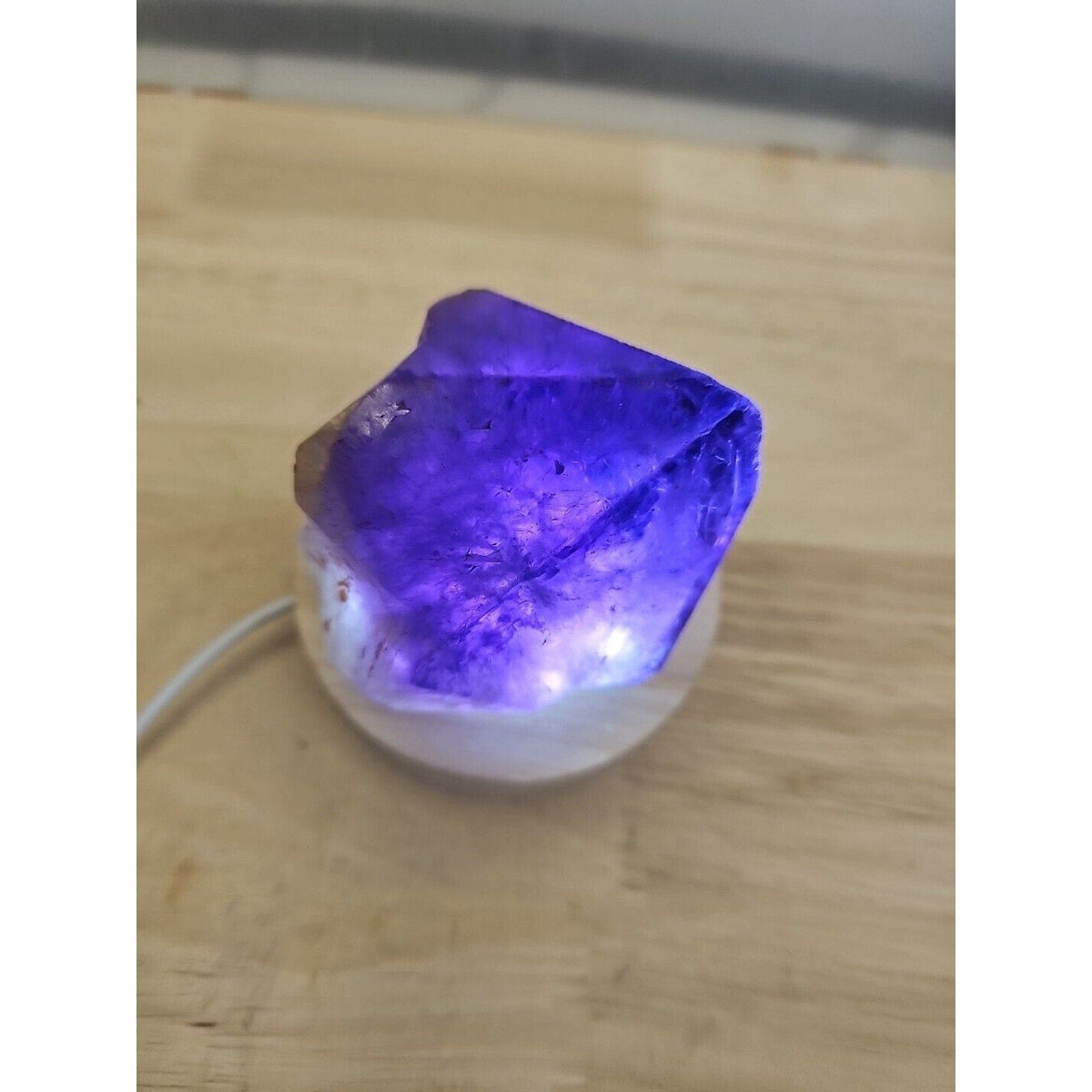 Natural Amethyst Backbone Scepter Crystal with LED — 294g Mineral Specimen