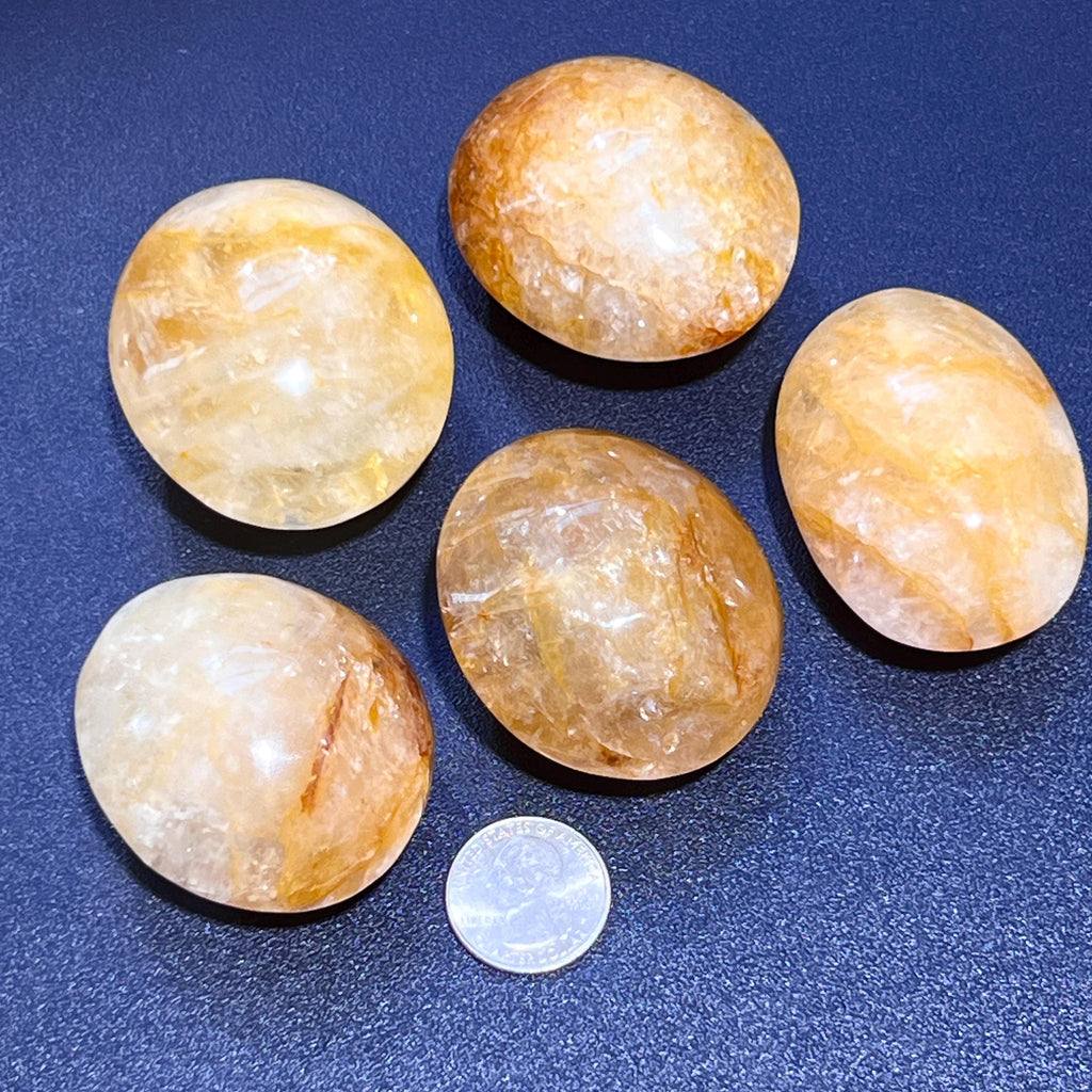 Golden Healer Quartz Palm Stone — 2.5–3 in