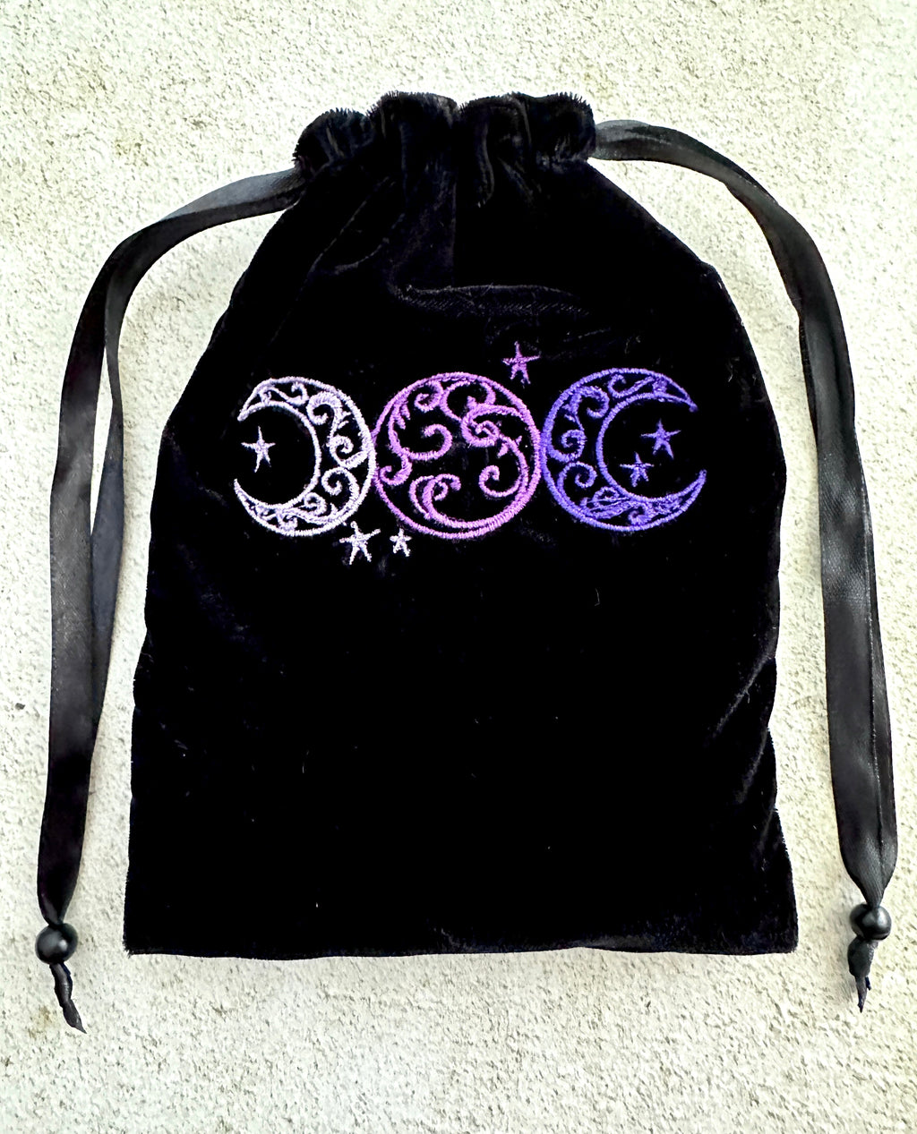 Triple Moon Velvet Tarot Bag