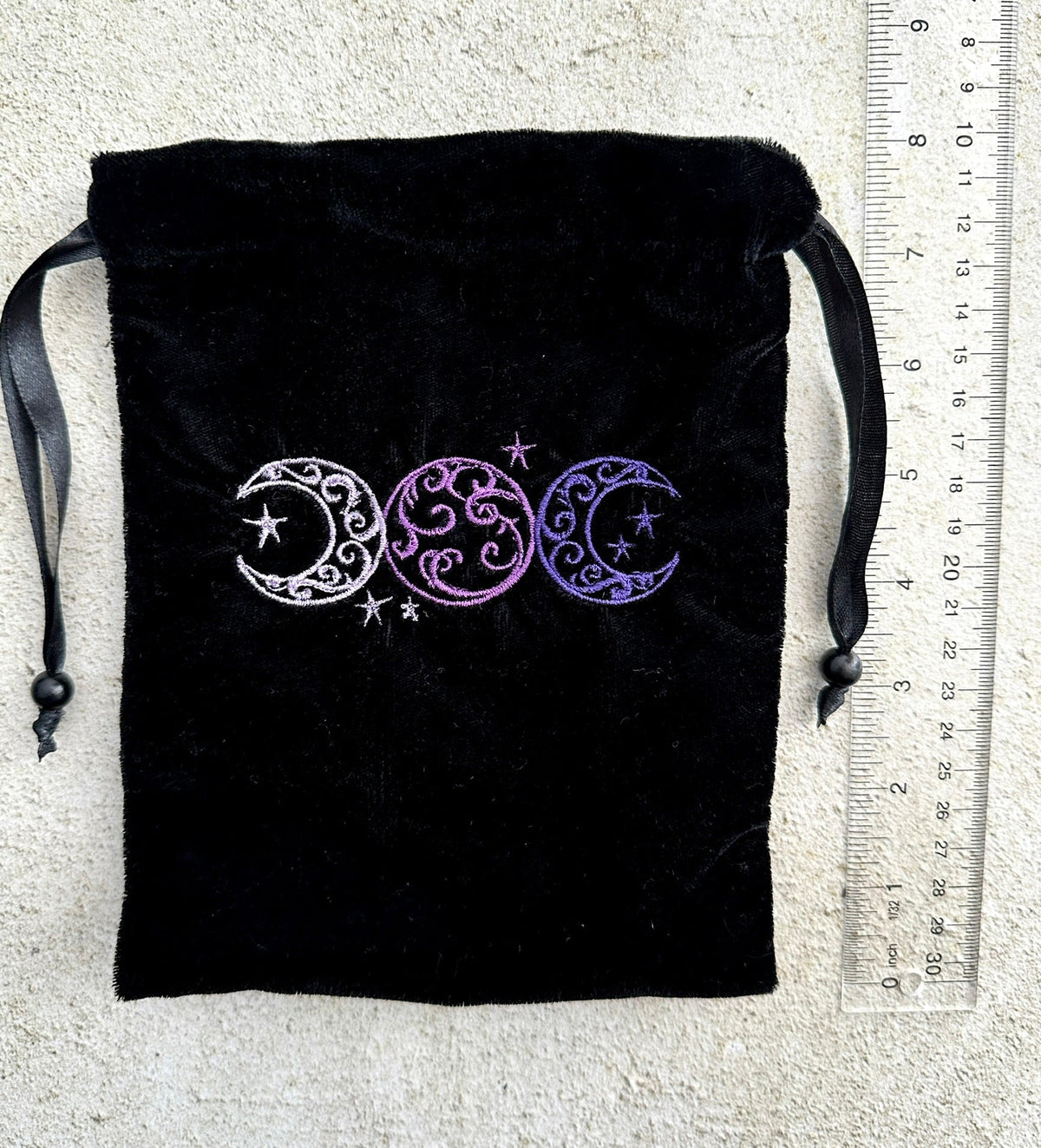 Triple Moon Velvet Tarot Bag