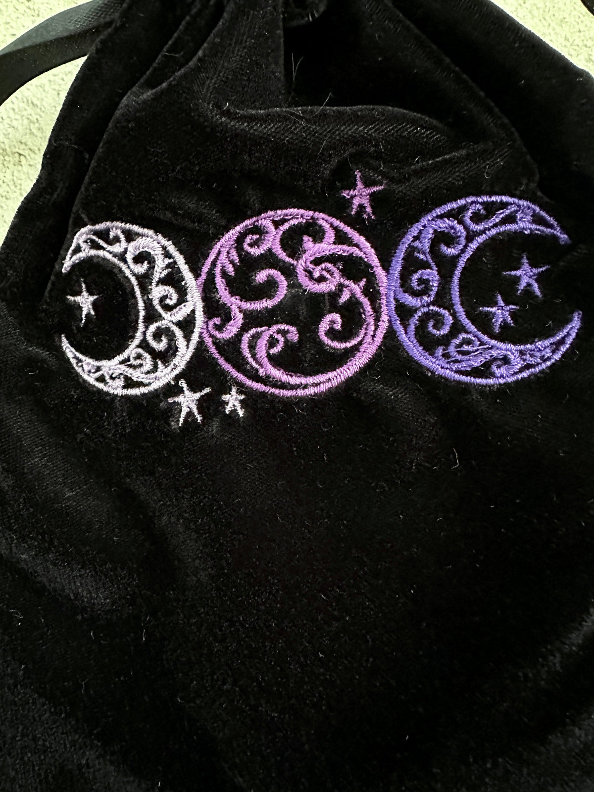 Triple Moon Velvet Tarot Bag