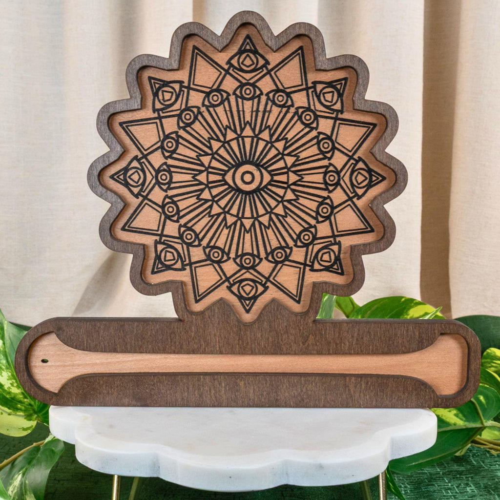 Crystal Grid Wood Incense Burner