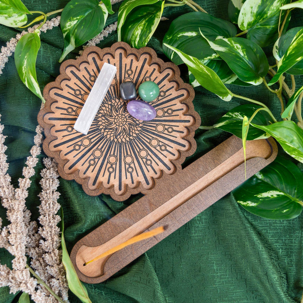 Crystal Grid Wood Incense Burner