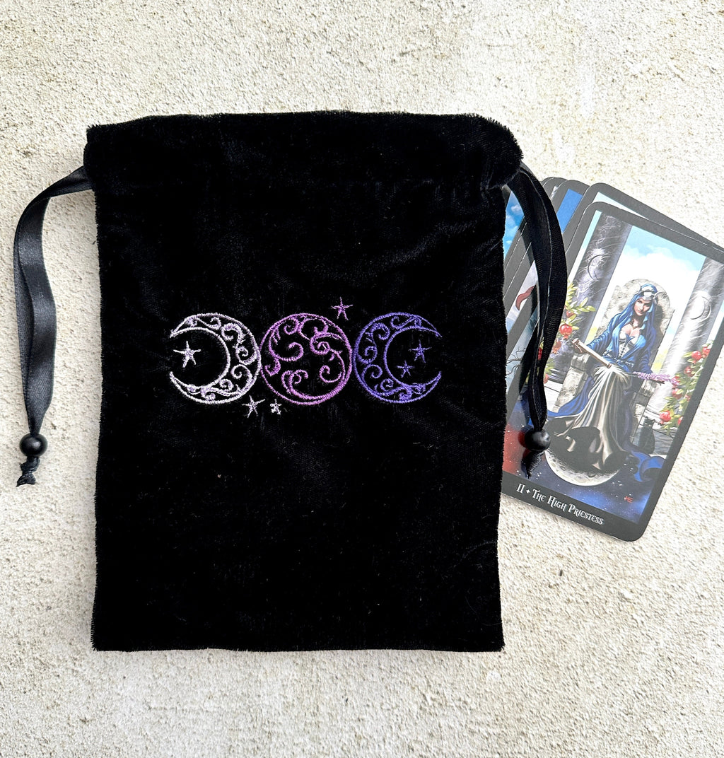 Triple Moon Velvet Tarot Bag