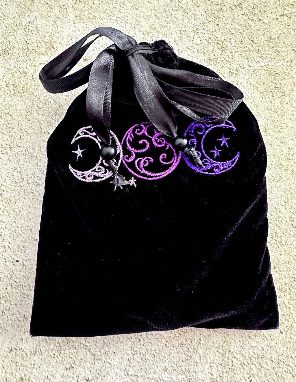 Triple Moon Velvet Tarot Bag
