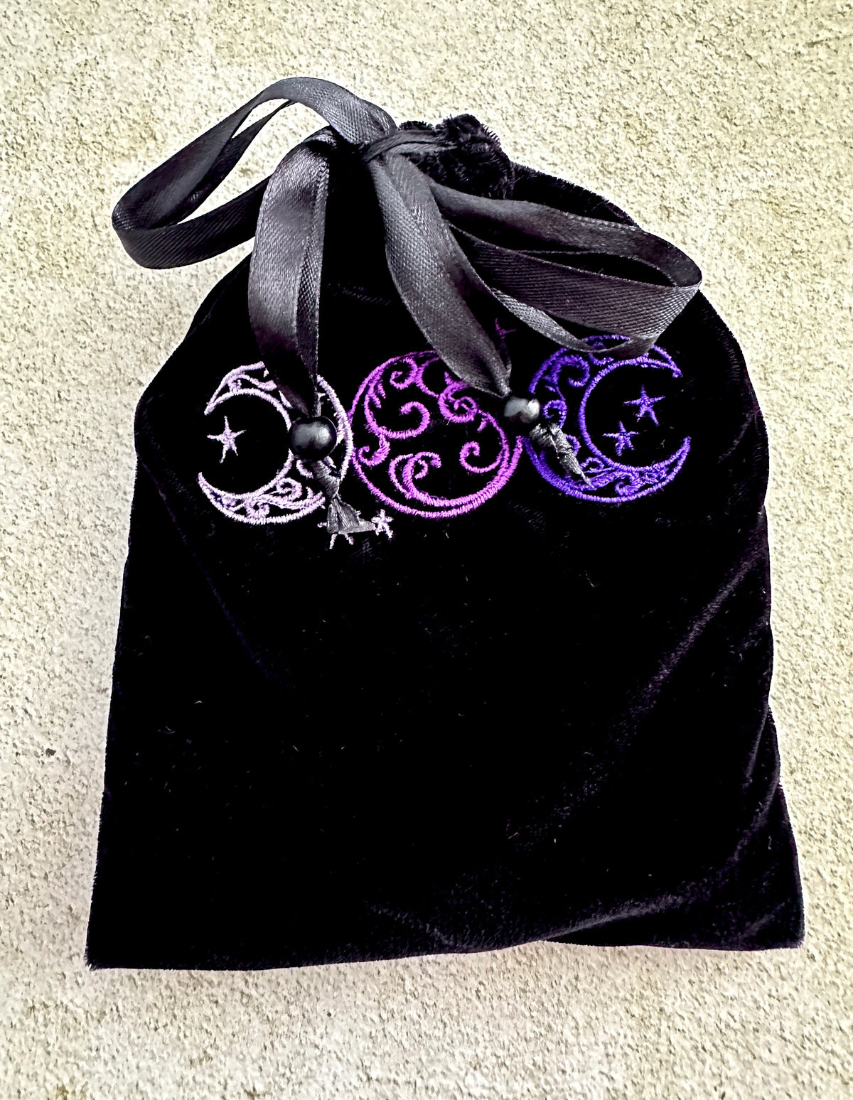 Triple Moon Velvet Tarot Bag