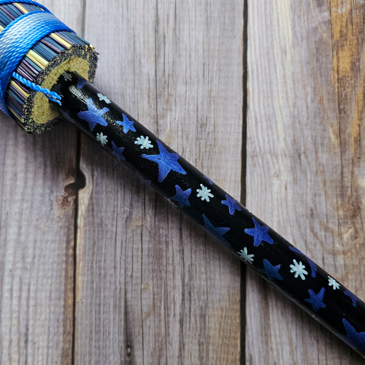 Hand Painted Decorative Round Broom, 26" Handmade Witches Besom