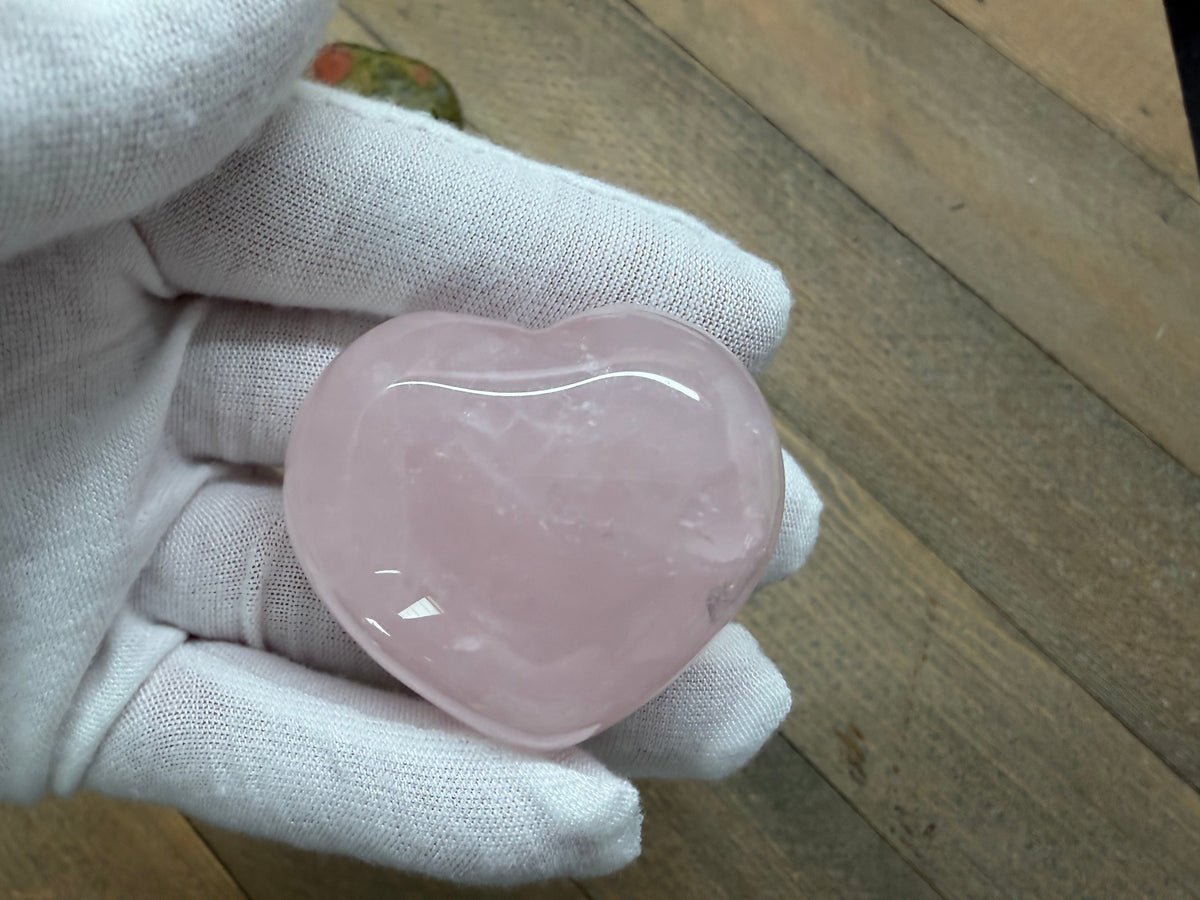 45mm Rose Quartz Crystal Heart Palm Stone