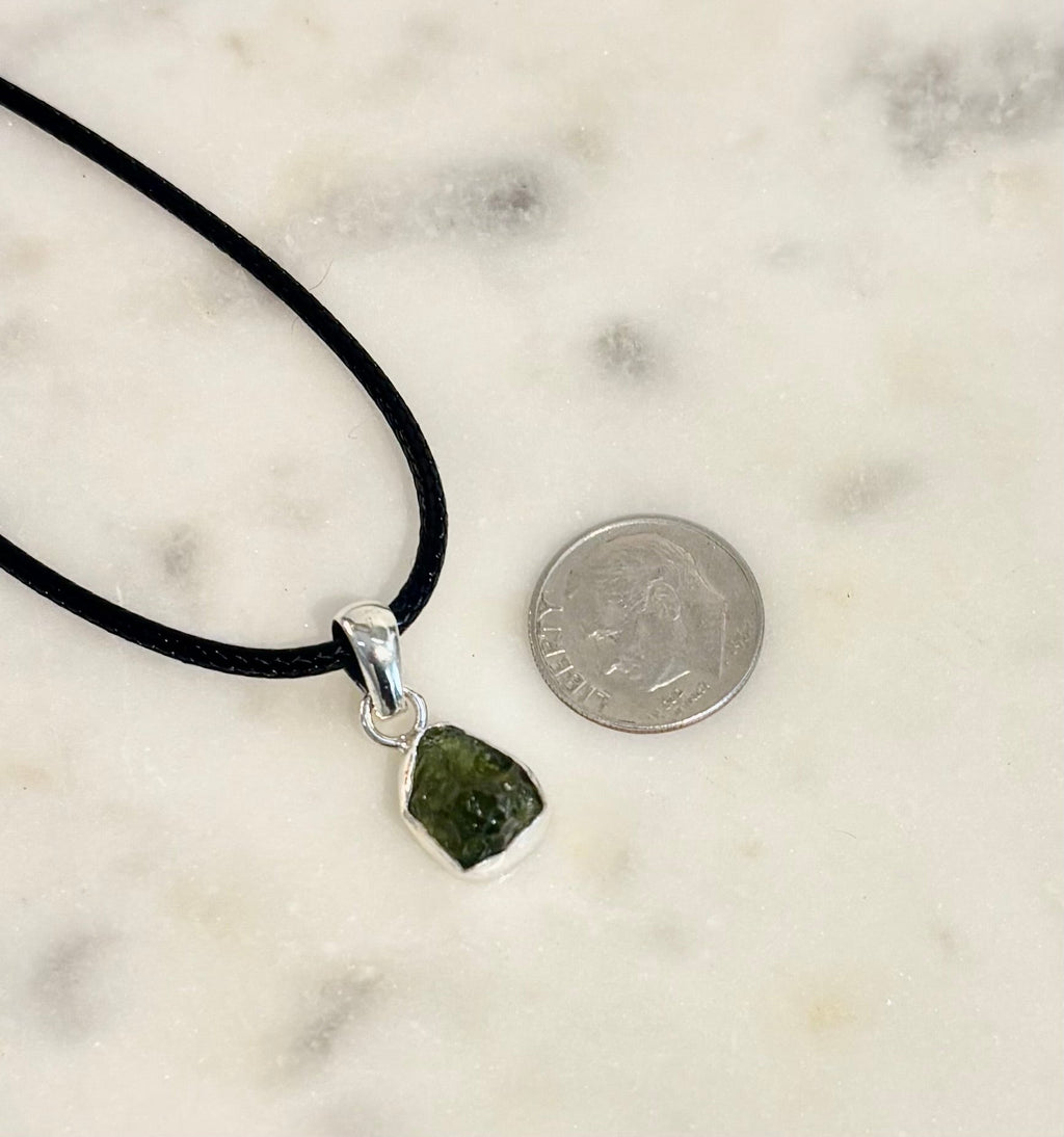 Raw Moldavite Pendant Necklace - Cosmic Transformation