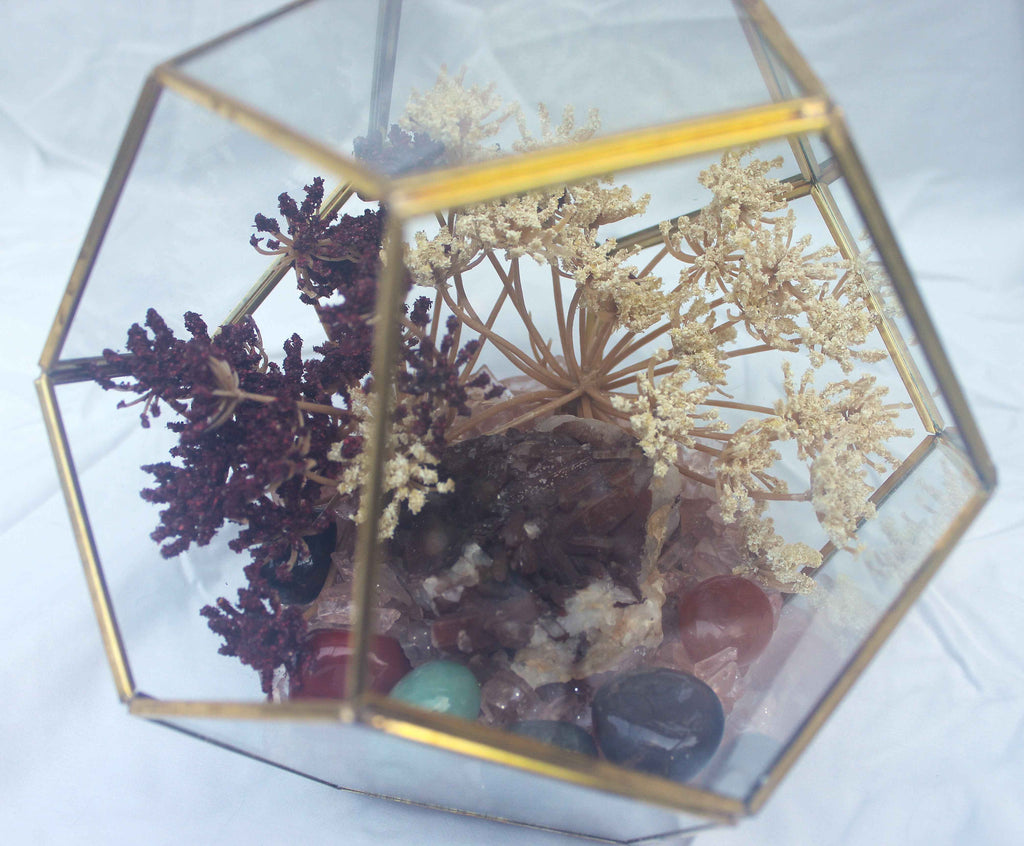 Crystal Geode Terrarium Hematoid Quartz - Grounded Garden