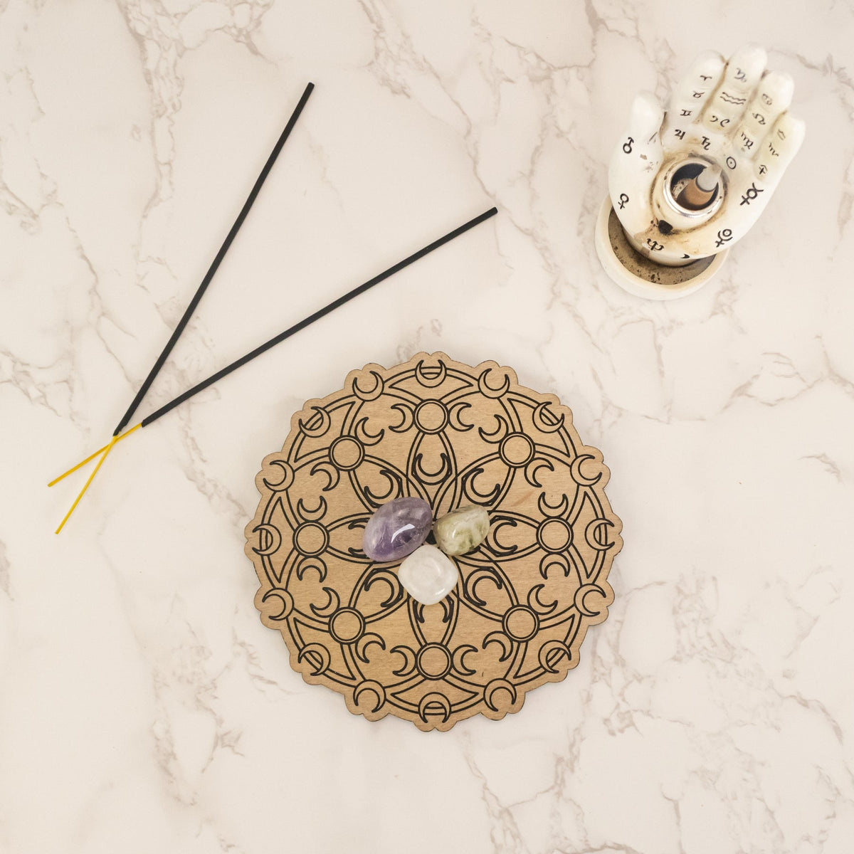 Triple Moon Crystal Grid — 6.25 in