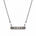 Celestial Moon Phase Charm - Oxidized Sterling Silver Necklace - Gift for Her