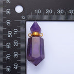 Dainty Crystal Vial Perfume Bottle Charm Onyx Amethyst Aventurine Gemstone Essential Oil Bottle Pendant