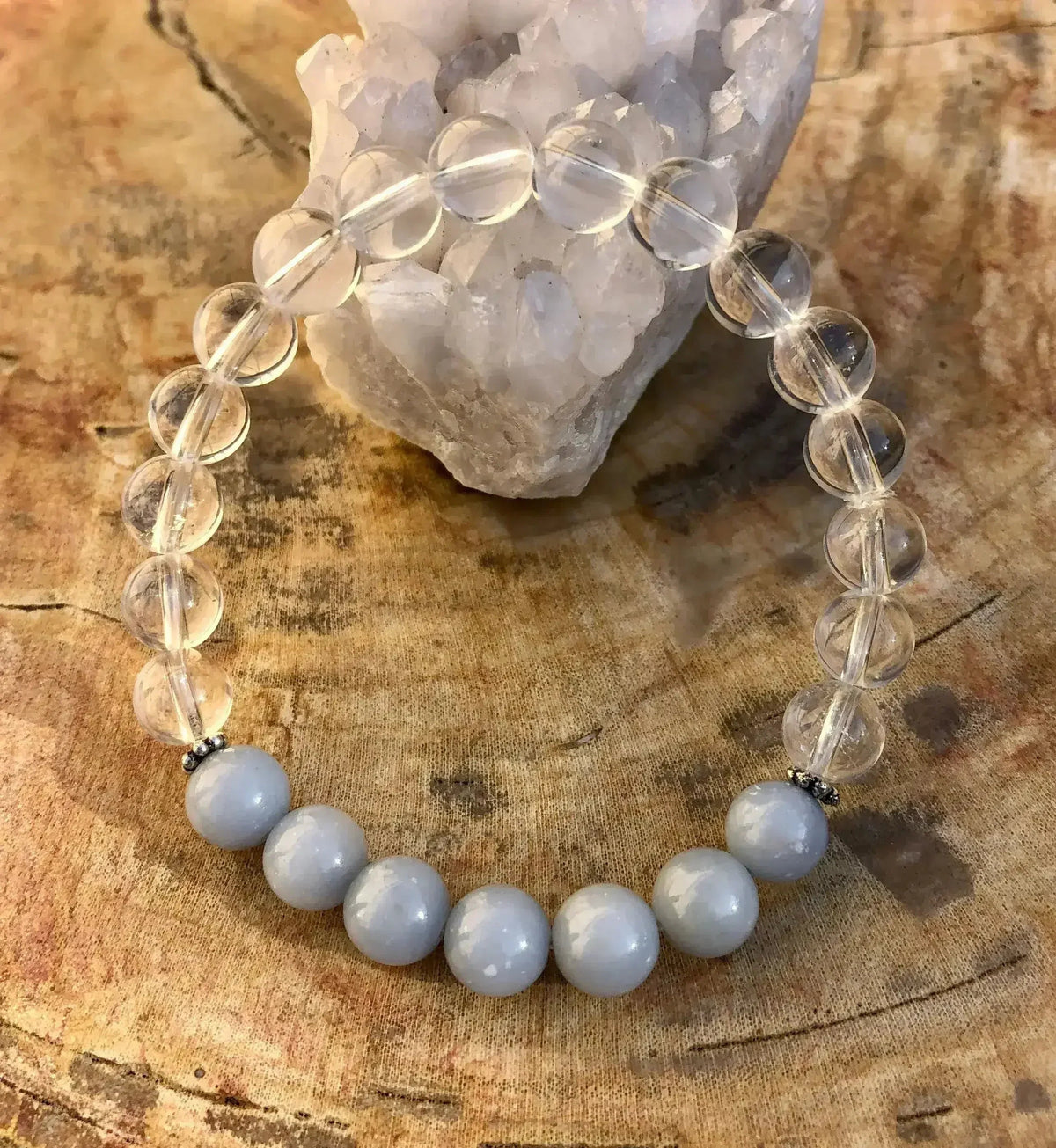 Angelite & Clear Quartz Bracelet