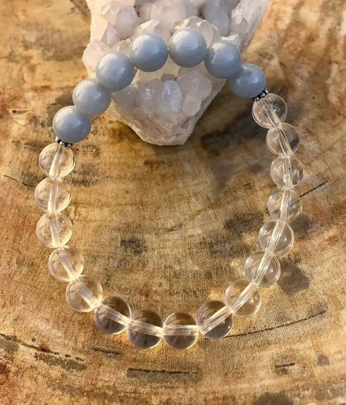 Angelite & Clear Quartz Bracelet