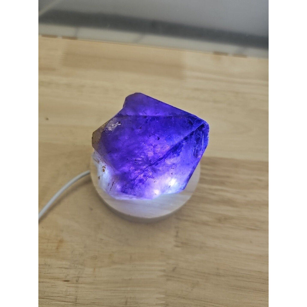 Natural Amethyst Backbone Scepter Crystal with LED — 294g Mineral Specimen