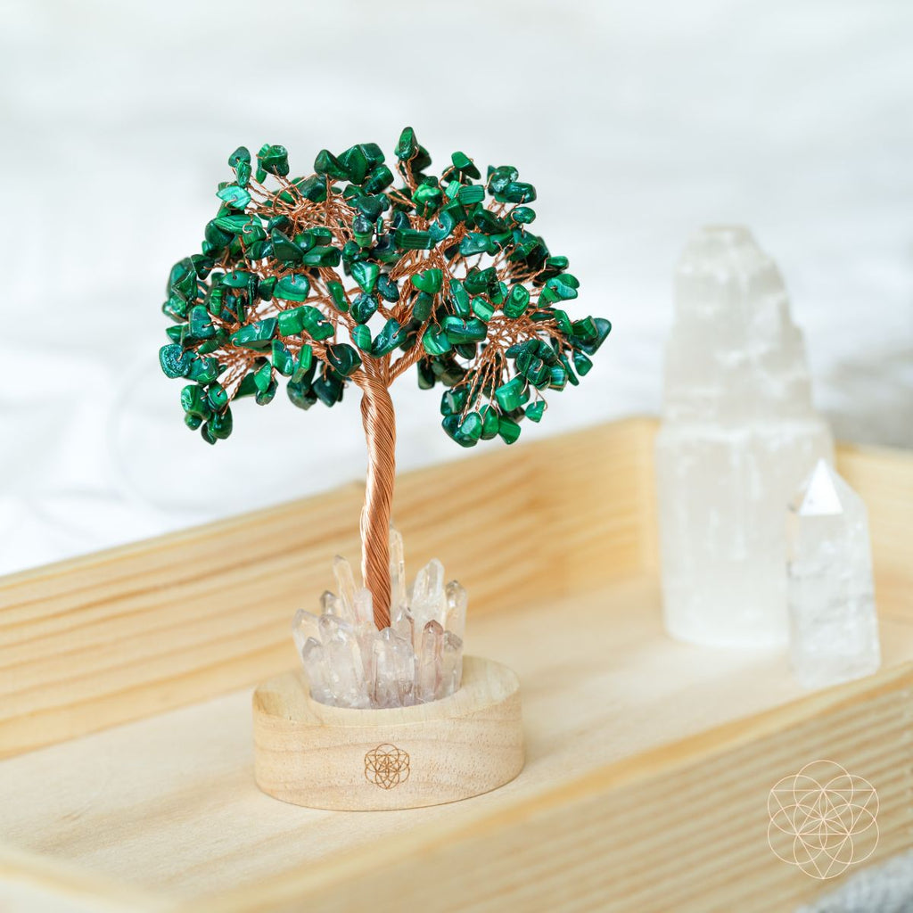 Malachite & Clear Quartz Tree Lamp