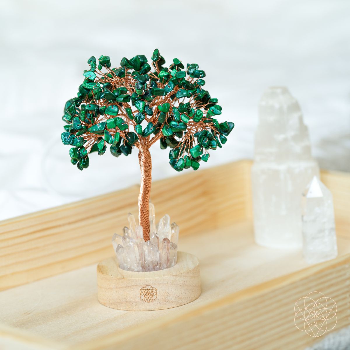 Malachite & Clear Quartz Tree Lamp