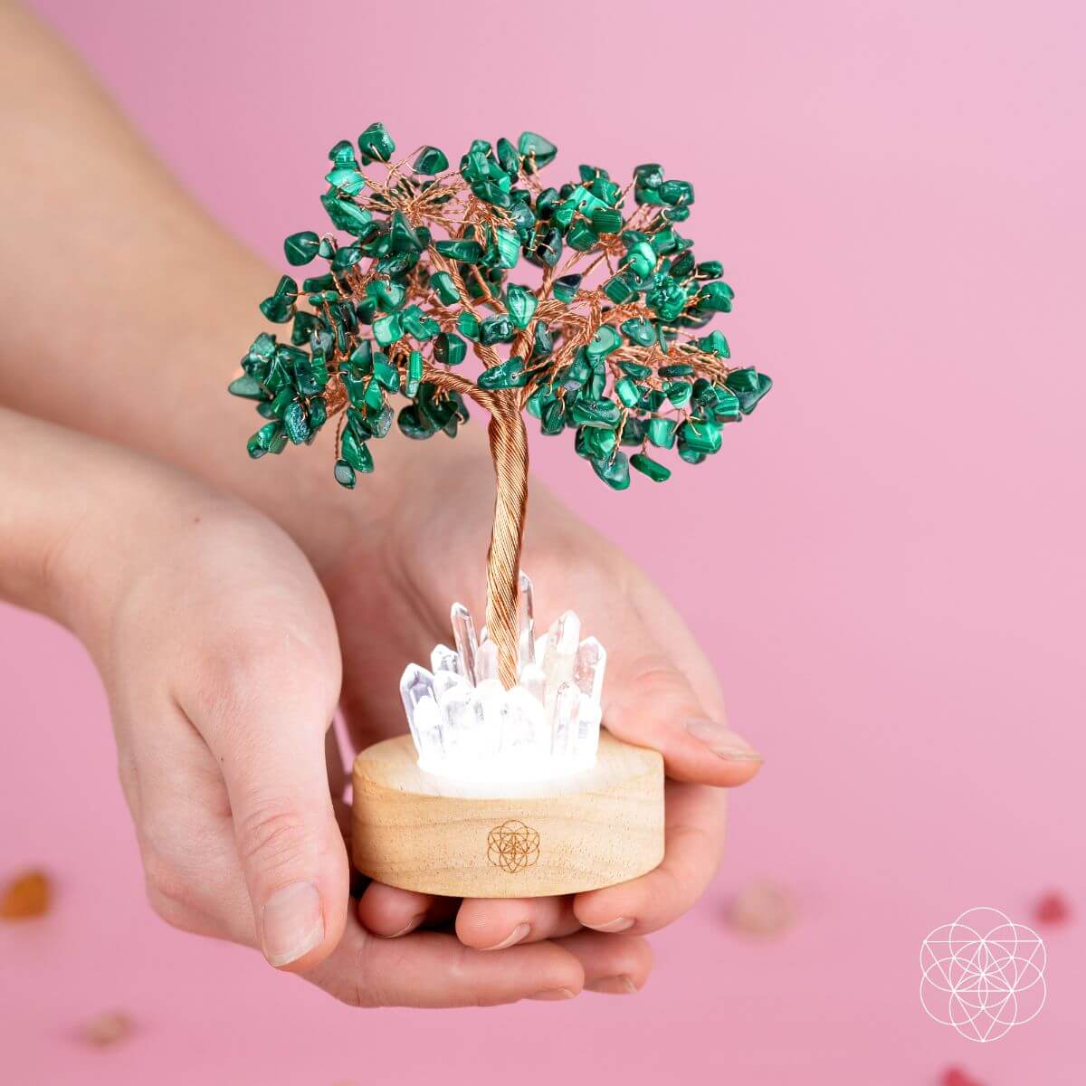 Malachite & Clear Quartz Tree Lamp